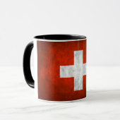 Dunkelgestrichene Keramik mit Schweizer Flagge Tasse (Vorderseite Links)