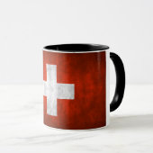 Dunkelgestrichene Keramik mit Schweizer Flagge Tasse (VorderseiteRechts)