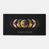 Dunkelgoldene Mondphasen Himmelsmonogramm Schreibtischunterlage (Vorderseite)