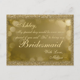 Dunkelgoldener Glitzer - Werden Sie meine Bridesma Einladungspostkarte