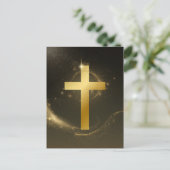 Dunkelgoldenes Funkelkreuz Feiertagspostkarte (Stehend Vorderseite)
