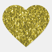 Dunkelgoldgelbe Imitate Glitzer Glitzern Herz-Aufkleber (Vorderseite)