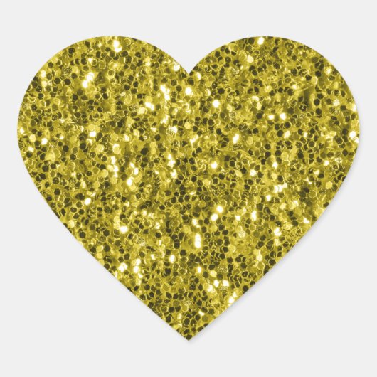 Dunkelgoldgelbe Imitate Glitzer Glitzern Herz-Aufkleber (Vorderseite)