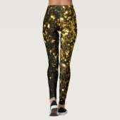 Dunkelgoldgelbe Imitate Glitzer Glitzern Leggings (Rückseite)