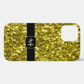 Dunkelgoldgelbe Imitate Glitzer Glitzern Monogram Case-Mate iPhone Hülle (Rückseite (Horizontal))