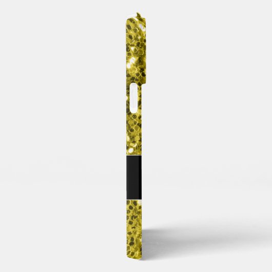 Dunkelgoldgelbe Imitate Glitzer Glitzern Monogram iPhone Hülle (Rechte Seite)