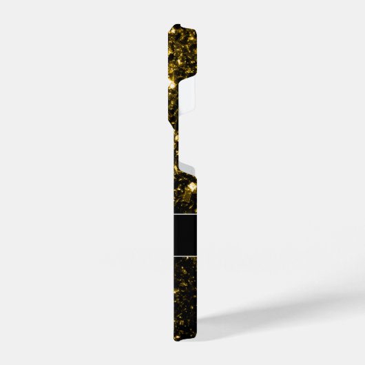 Dunkelgoldgelbe Imitate Glitzer Glitzern Monogram iPhone Hülle (Linke Seite)