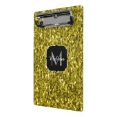Dunkelgoldgelbe Imitate Glitzer Glitzern Monogram Mini Klemmbrett (Gewinkelt2)