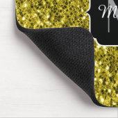 Dunkelgoldgelbe Imitate Glitzer Glitzern Monogram Mousepad (Ecke)
