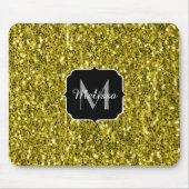 Dunkelgoldgelbe Imitate Glitzer Glitzern Monogram Mousepad (Vorne)