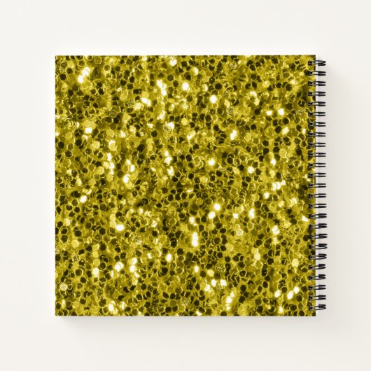 Dunkelgoldgelbe Imitate Glitzer Glitzern Monogram Notizblock (Rückseite)