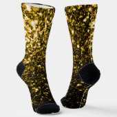 Dunkelgoldgelbe Imitate Glitzer Glitzern Monogram Socken (Gewinkelt)