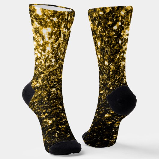 Dunkelgoldgelbe Imitate Glitzer Glitzern Monogram Socken (Gewinkelt)