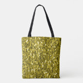 Dunkelgoldgelbe Imitate Glitzer Glitzern Monogram Tasche (Rückseite)