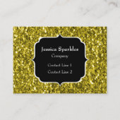 Dunkelgoldgelbe Imitate Glitzer Glitzern Monogram Visitenkarte (Vorderseite)