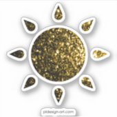 Dunkelgoldgelbe Imitate Glitzer Glitzern Sun Aufkleber (Vorderseite)