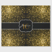 Dunkelgoldgelbe Imitate Glitzer Glitzern Sweet 16 Geschenkpapier (Flach)