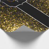 Dunkelgoldgelbe Imitate Glitzer Glitzern Sweet 16 Geschenkpapier (Ecke)