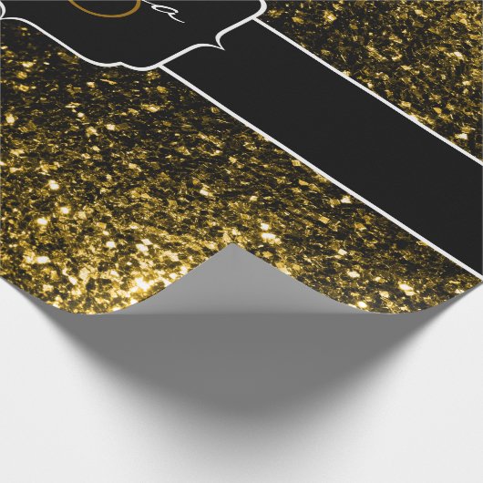 Dunkelgoldgelbe Imitate Glitzer Glitzern Sweet 16 Geschenkpapier (Ecke)