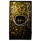 Dunkelgoldgelbe Imitate Glitzer Glitzern Sweet 16 Kleine Geschenktüte (Vorderseite)