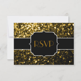 Dunkelgoldgelbe Imitate Glitzer Glitzern Sweet 16 RSVP Karte