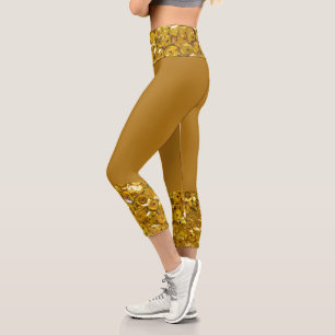 Dunkelgoldgelber falscher Glitter funkelt Romantis Capri Leggings