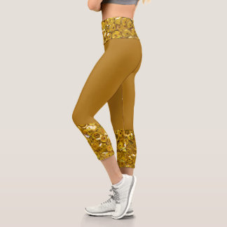 Dunkelgoldgelber falscher Glitter funkelt Romantis Capri Leggings