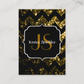 Dunkelgoldgelber Glitzer Glitzern Zickzack Monogra Visitenkarte (Rückseite)