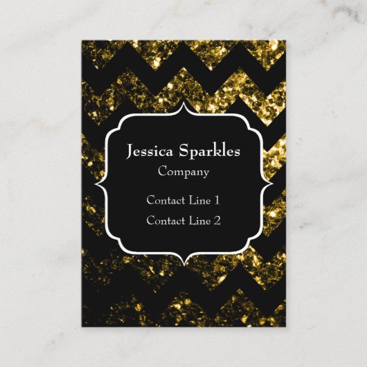 Dunkelgoldgelber Glitzer Glitzern Zickzack Monogra Visitenkarte (Vorderseite)