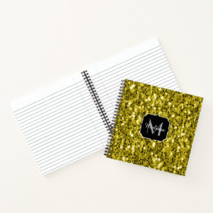 Dunkelgoldgelbes falsches Glitterfunkeln Monogramm Notizblock