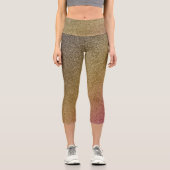 Dunkelgoldrosa glänzende Glitzer Capri Leggings (Vorderseite)