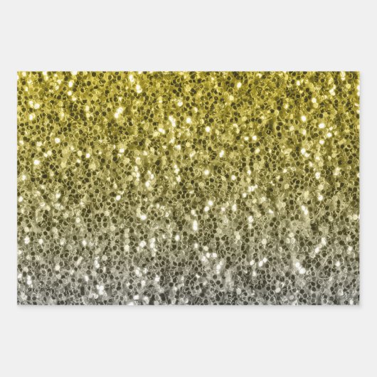Dunkelgoldsilber Imitate Glitzer Glitzern Geschenkpapier Set (Vorderseite)