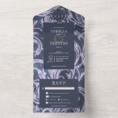 Dunkelgotische Antike Lila Damaskenmahlzeit All In One Einladung (Innen Boden)