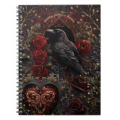 Dunkelgotische Beauty-Rote Rosen Black Crow Raven Notizblock (Vorderseite)