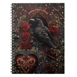 Dunkelgotische Beauty-Rote Rosen Black Crow Raven Notizblock