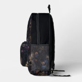 Dunkelgotische Blume & Skulls Monogramm Bedruckter Rucksack (Rechts)