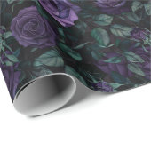 Dunkelgotische Blumenmuster mit tiefen Lila Rose Geschenkpapier (Rolleneckpunkt)