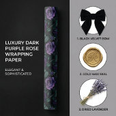 Dunkelgotische Blumenmuster mit tiefen Lila Rose Geschenkpapier