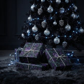 Dunkelgotische Blumenmuster mit tiefen Lila Rose Geschenkpapier