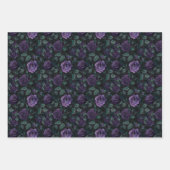 Dunkelgotische Blumenmuster mit tiefen Lila Rose Geschenkpapier Set (Vorderseite)