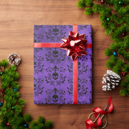 Dunkelgotische Damassohle Blumenschädel (schwarz u Geschenkpapier