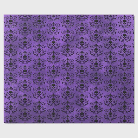 Dunkelgotische Damassohle Blumenschädel (schwarz u Geschenkpapier (Flach)