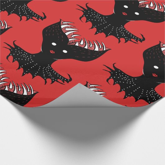 Dunkelgotische Girl-Figur mit Zähne Geschenkpapier (Ecke)