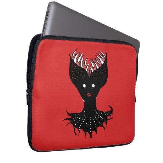 Dunkelgotische Girl-Figur mit Zähne Laptopschutzhülle (Vorne Rechts)