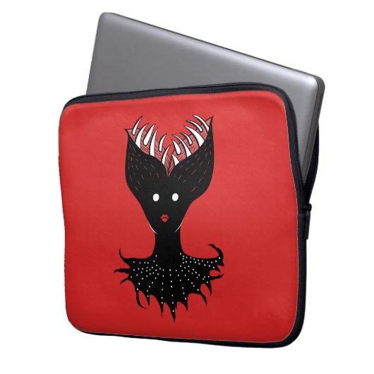 Dunkelgotische Girl-Figur mit Zähne Laptopschutzhülle (Vorderseite Links)