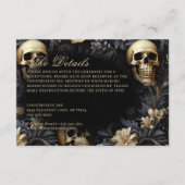 Dunkelgotische Goldschulle und Blume Hochzeit Begleitkarte (Vorderseite)