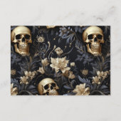 Dunkelgotische Goldschulle und Blume Hochzeit Begleitkarte (Rückseite)