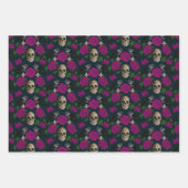 Dunkelgotische grungy Rose Vines Raven Skull Geschenkpapier Set (Vorderseite 3)