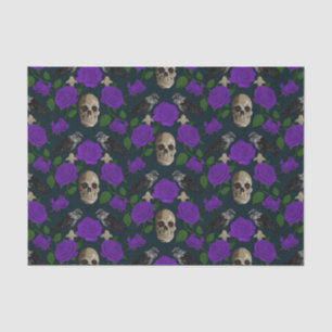 Dunkelgotische Grungy Rose Vines Raven Skull lila Seidenpapier