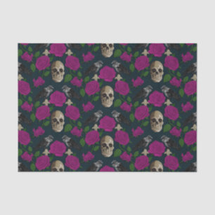 Dunkelgotische grungy Rose Vines Raven Skull pink Seidenpapier